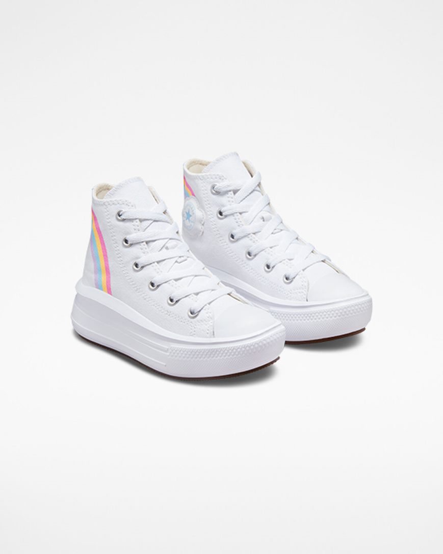 Sapatos Plataforma Converse Chuck Taylor All Star Move Rainbow Cloud Cano Alto Menina Branco Azuis Rosa | PT I01T395